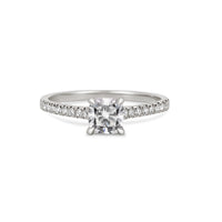 Love’s Life - Eternity Cushion Cut Diamond Engagement Ring 14k White Gold